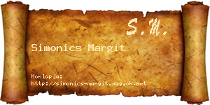 Simonics Margit névjegykártya